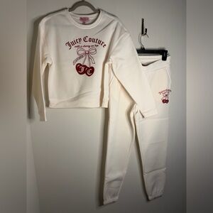 Juicy Couture cream Cherry glitter crewneck and Joggers Set